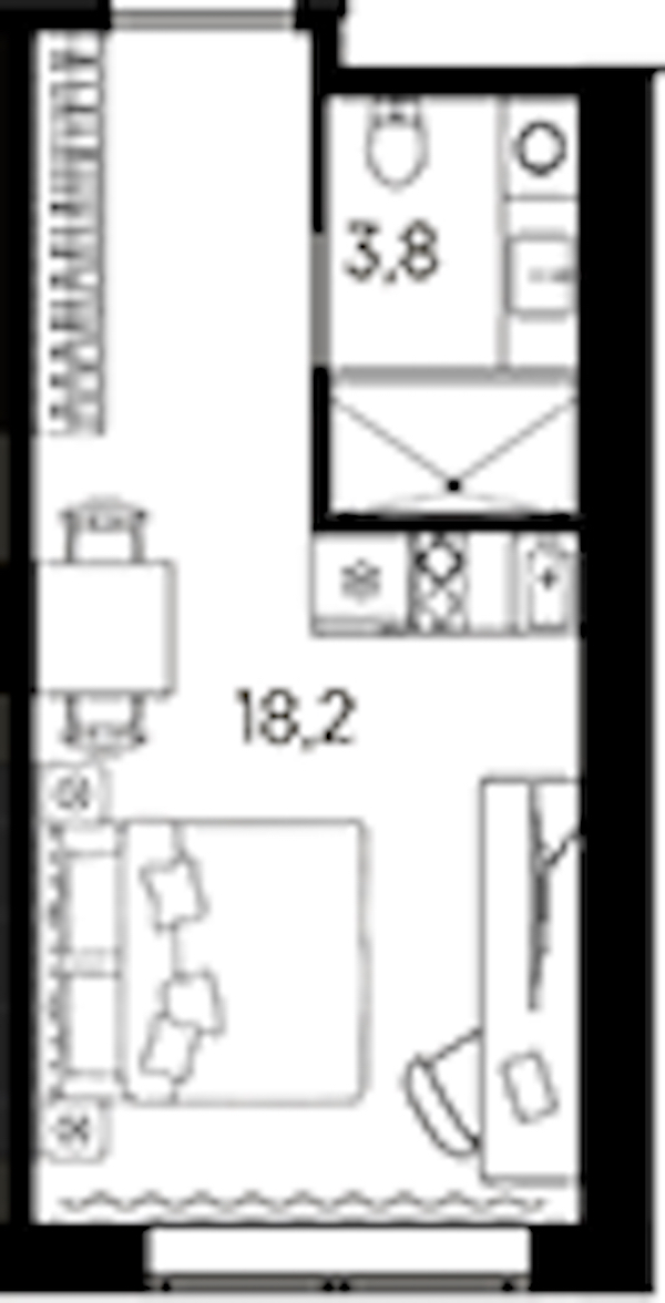 Квартира студия 22 м², 2/13 эт., ЖК «AVENIR Industrial»